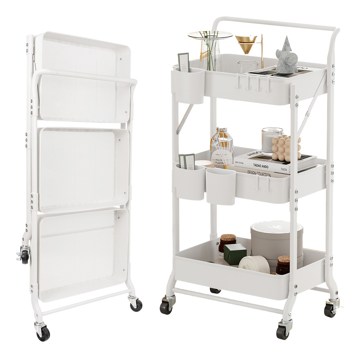 Carro Plegable Carrito Organizador Estante Con Rueda Multiuso