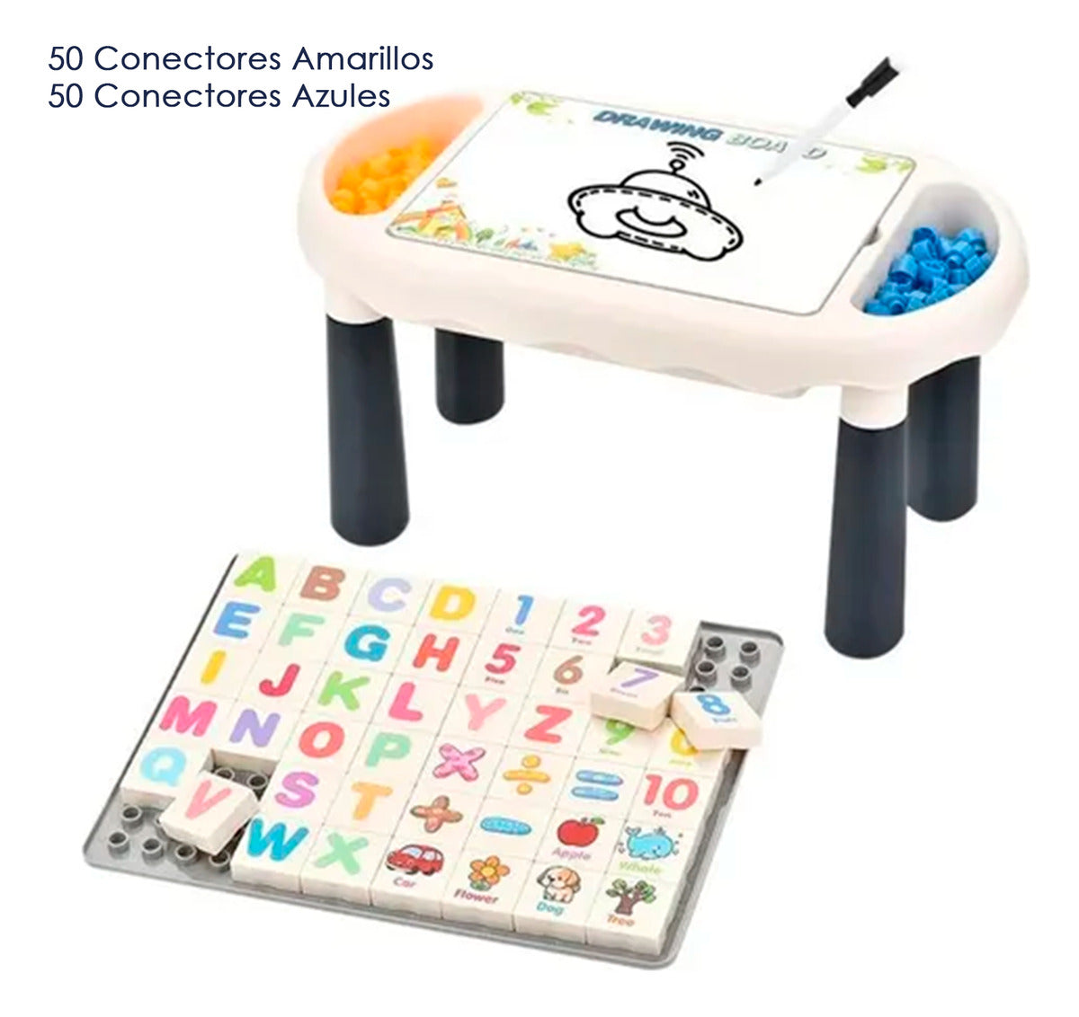 Mesa Y Silla Didáctica Aprendizaje 6 En 1 Bloques Y Dibujo