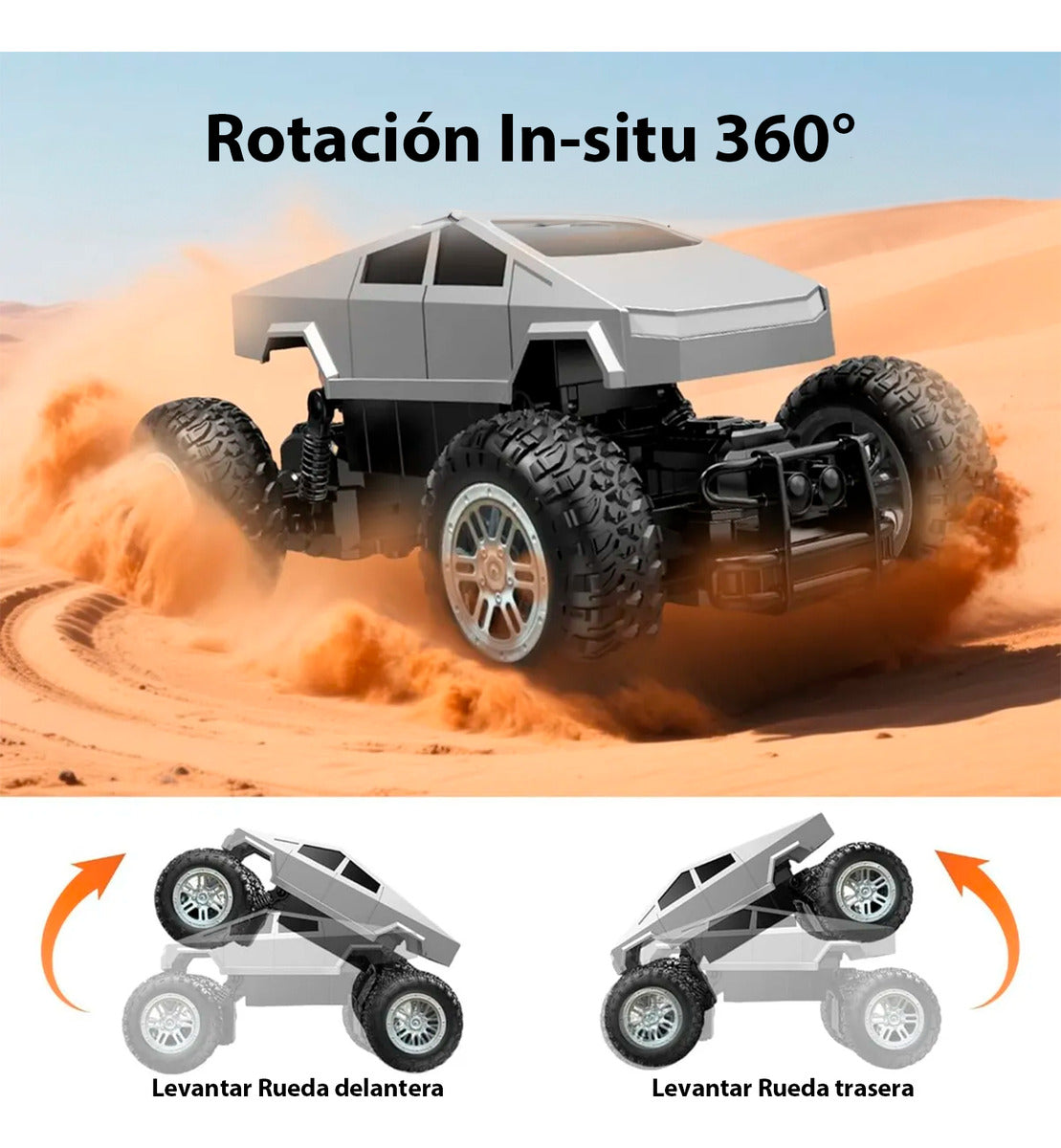 Auto Control Remoto Cybertruck Monster 26cm Con Estacion Carga