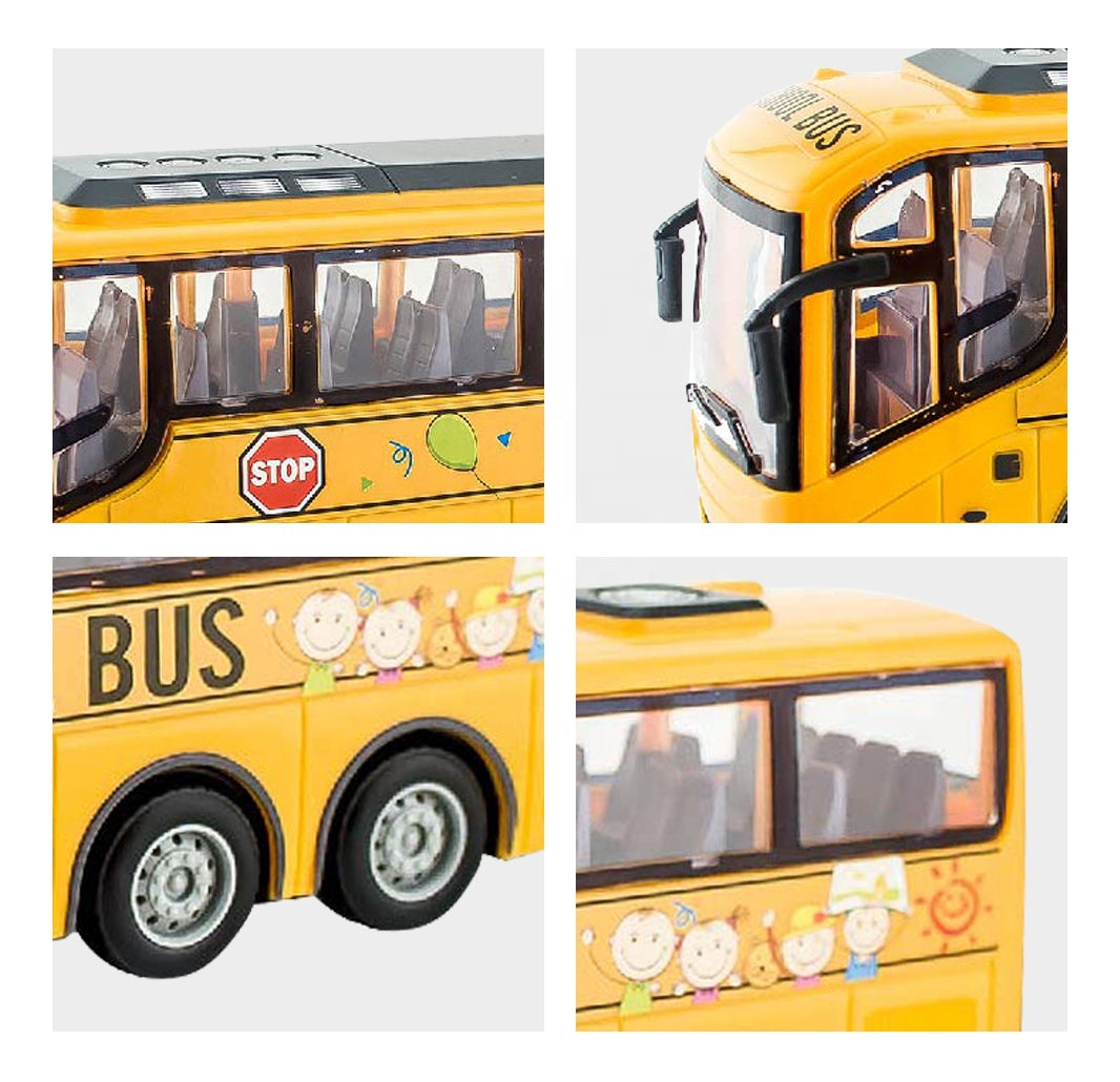 Juguete Auto Bus Escolar a Control Remoto Puertas Y Luces Amarillo