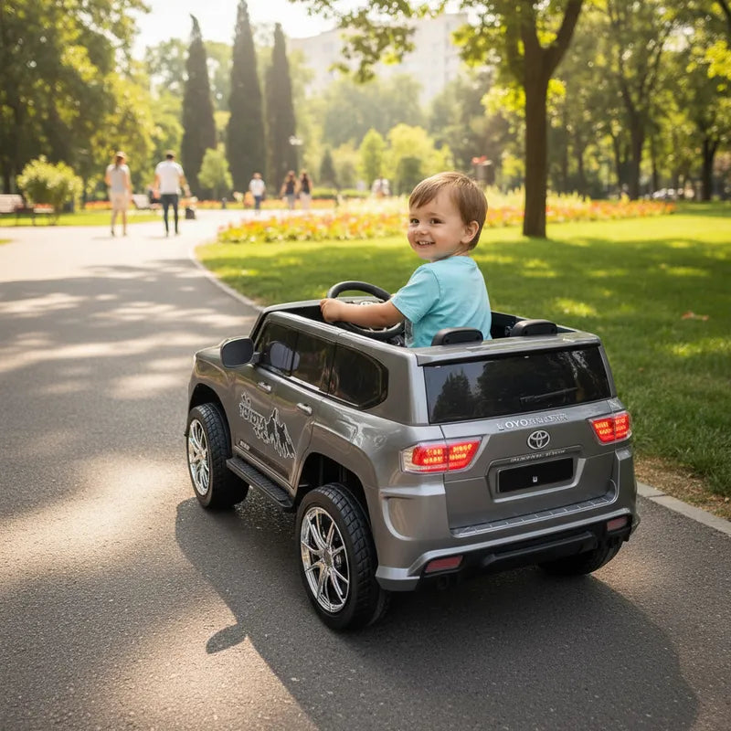 Auto Electrico Niños Toyota Lc300 Premium Auto Montable Gris