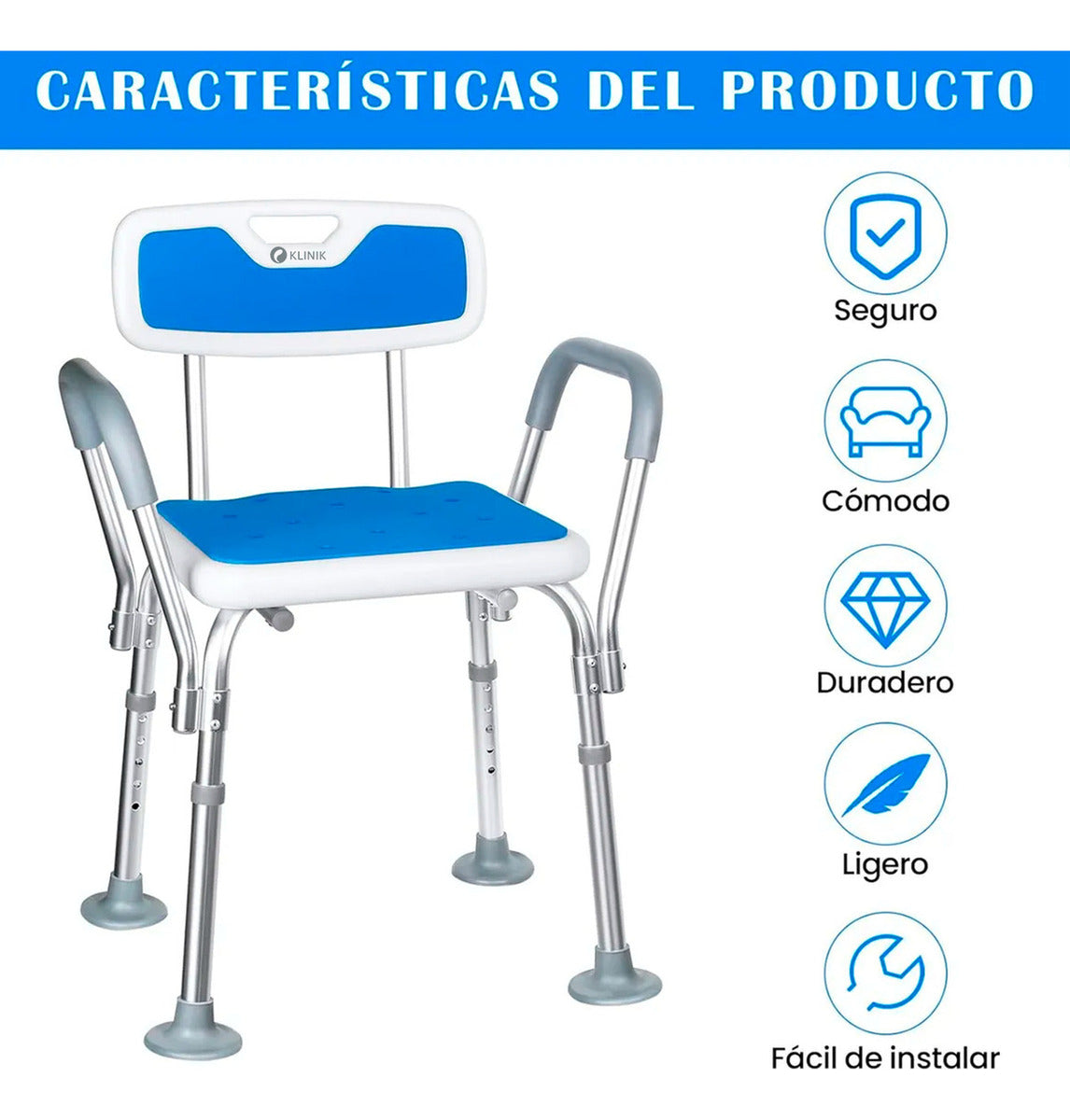 Silla Asiento De Ducha Adulto Seguridad Total Antideslizante 150kg