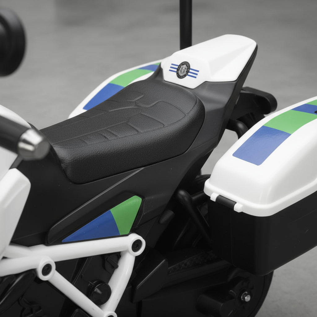 Moto Electrica Montable Niños Policia Bateria Alta Duracion Led Blanco
