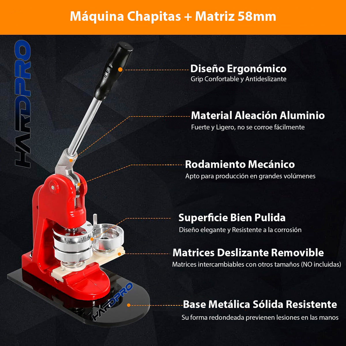 Maquina Prensa De Chapitas Con Matriz De 58mm Con 100 Chapitas