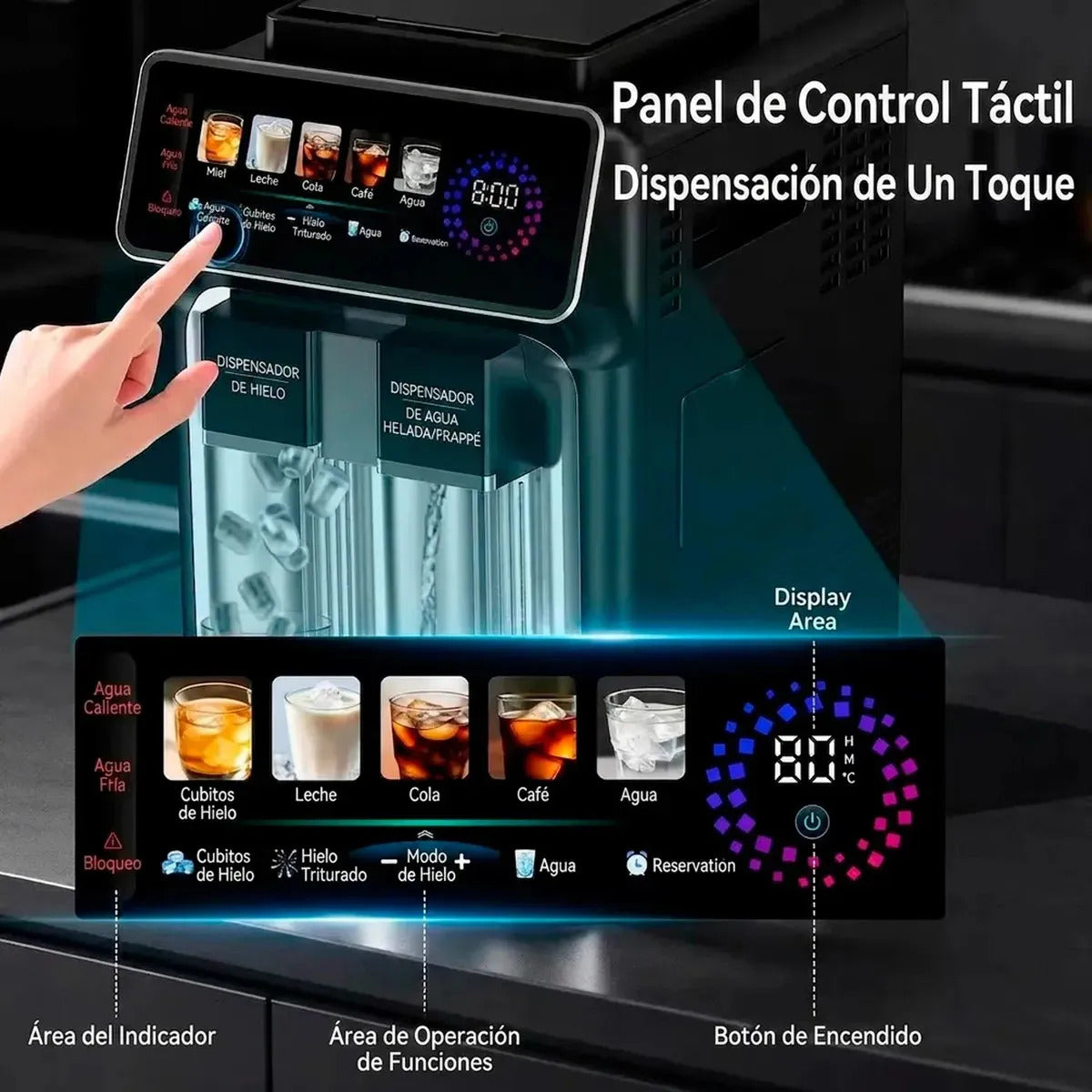 Maquina Fabricadora De Hielo Y Granizado 3 en 1 Pantalla Tactil