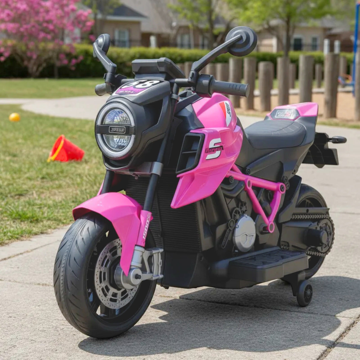 Moto Electrica Montable Niñas Racing Grande Bateria Duradera 12v Rosa Chicle