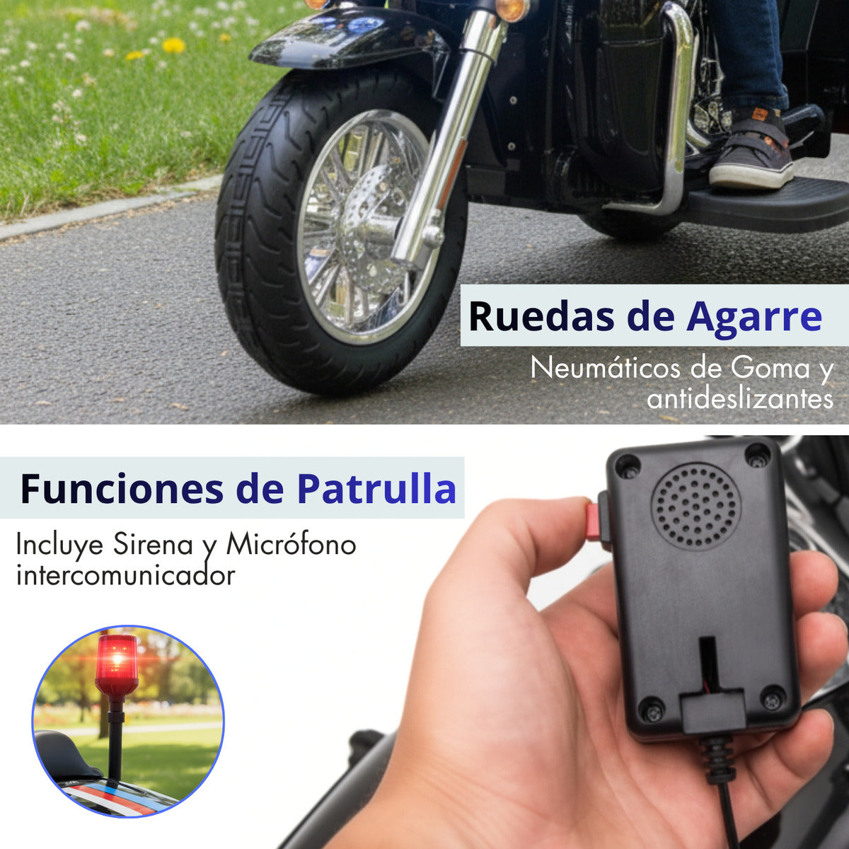 Moto Eléctrica Montable Policia 12v Doble Motor Con Luces Led