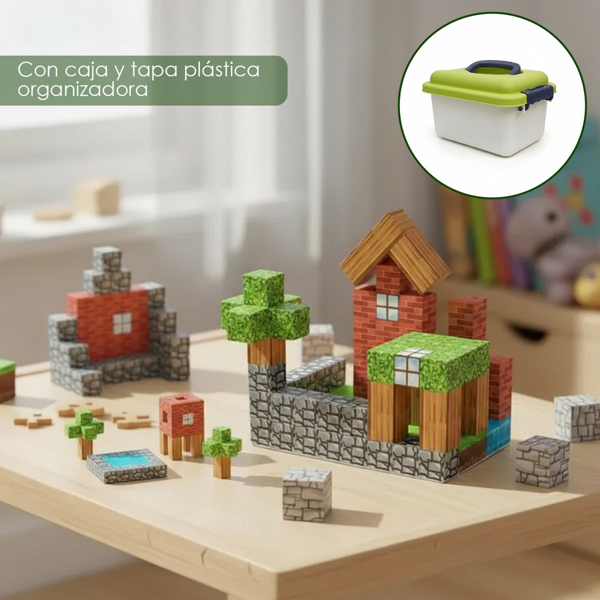 Bloques Construcción Niños Tipo Minecraft 100pcs 6 Muñecos