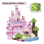Bloques Magnéticos Cubos Grandes Tipo Minecraft Castillo 128 Piezas