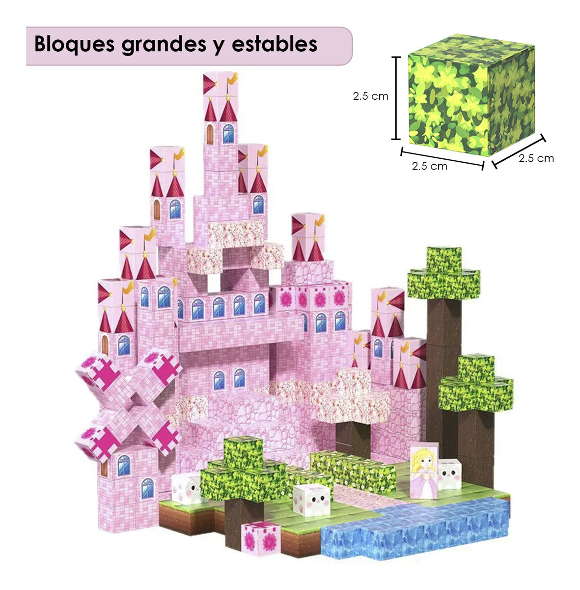 Bloques Magnéticos Cubos Grandes Tipo Minecraft Castillo 128 Piezas