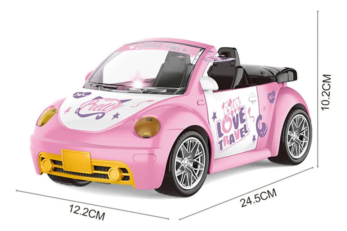 Auto Convertible A Control Remoto Muñeca Princesa Niña Batería Rosa