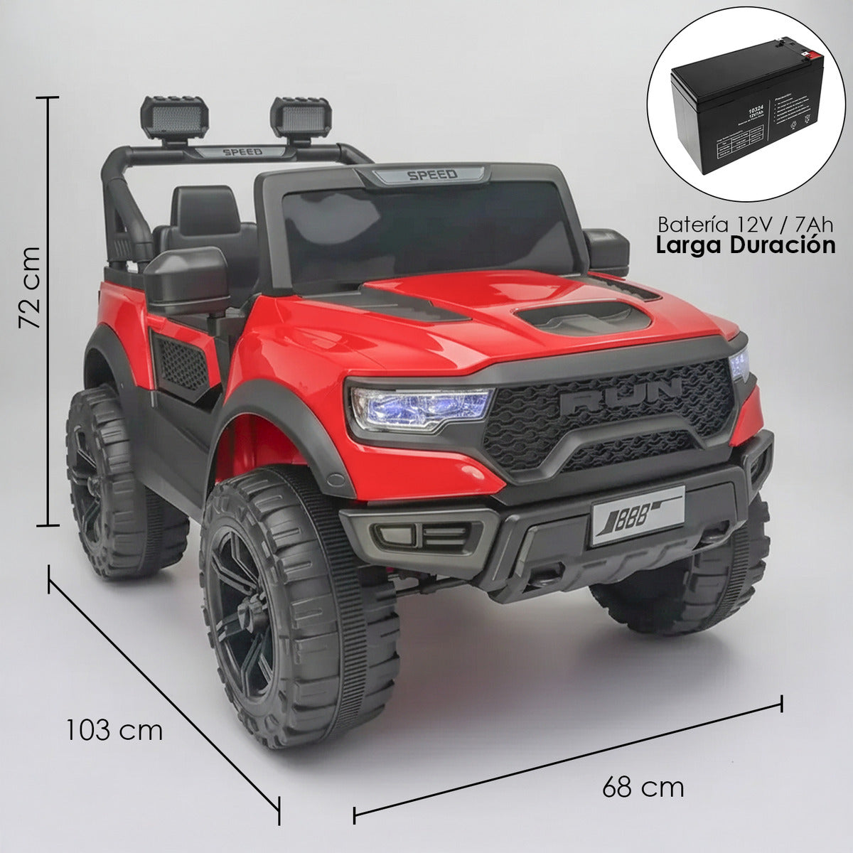 Auto Electrico Niños Camioneta Jeep 4x4 Ram Bateria Alta Duracion Rojo