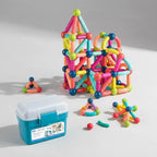 Bloques Magneticos 2 En 1 De Varillas 3d 130pzs Balde