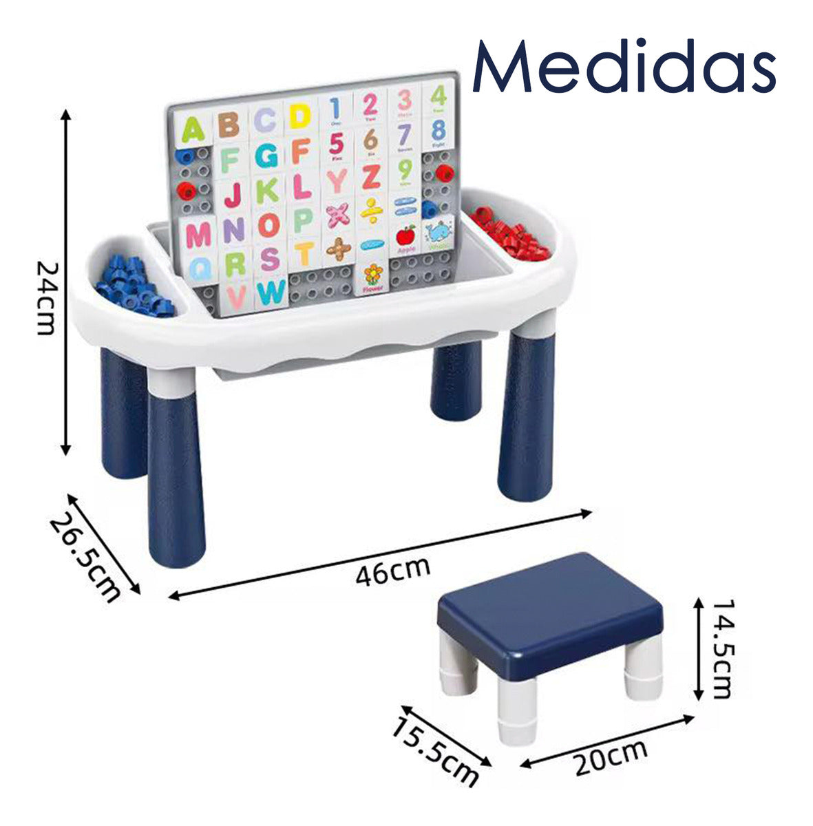 Mesa Y Silla Didáctica Aprendizaje 6 En 1 Bloques Y Dibujo