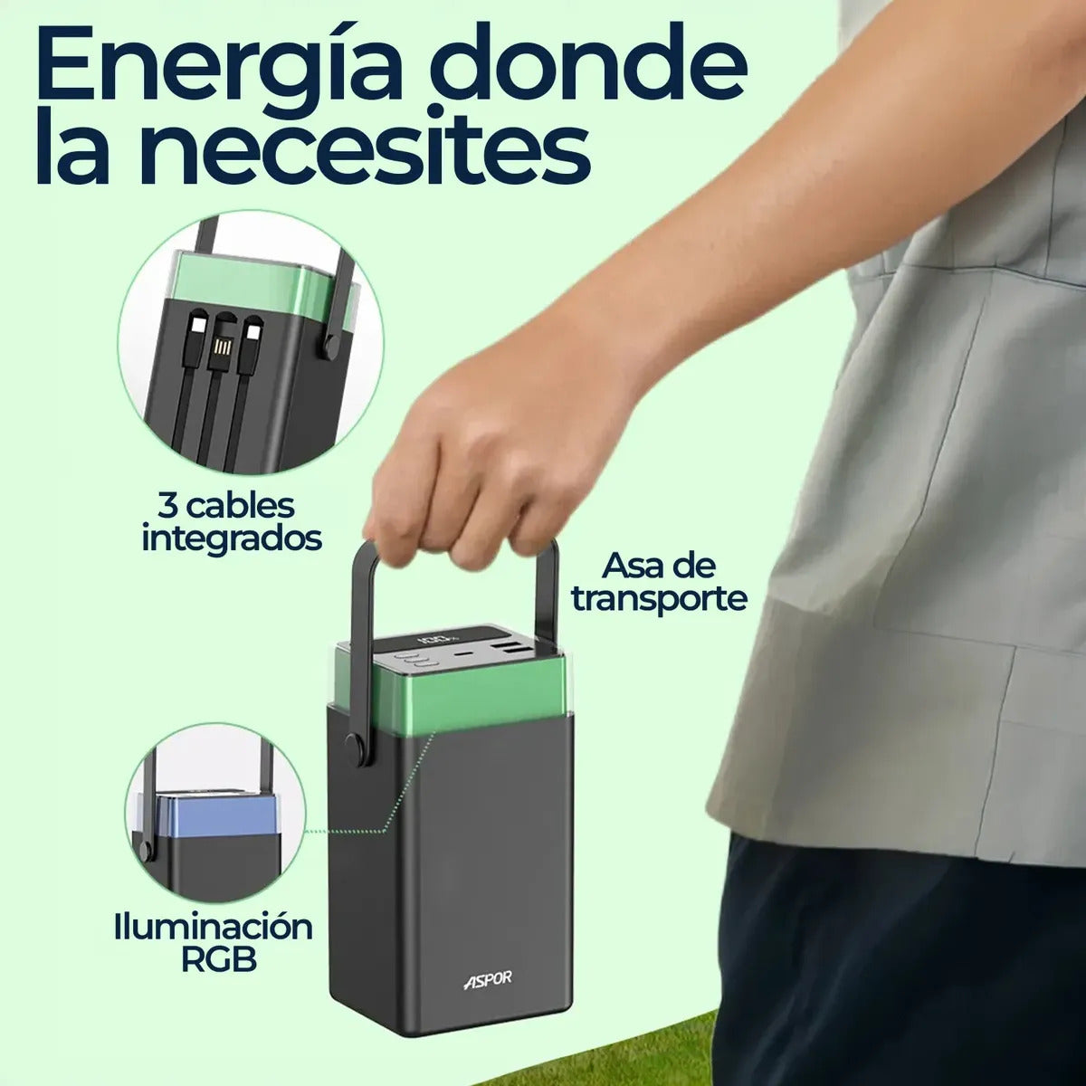 Power Bank 100.000mah Bateria Carga Rapida 22.5w Con Cables
