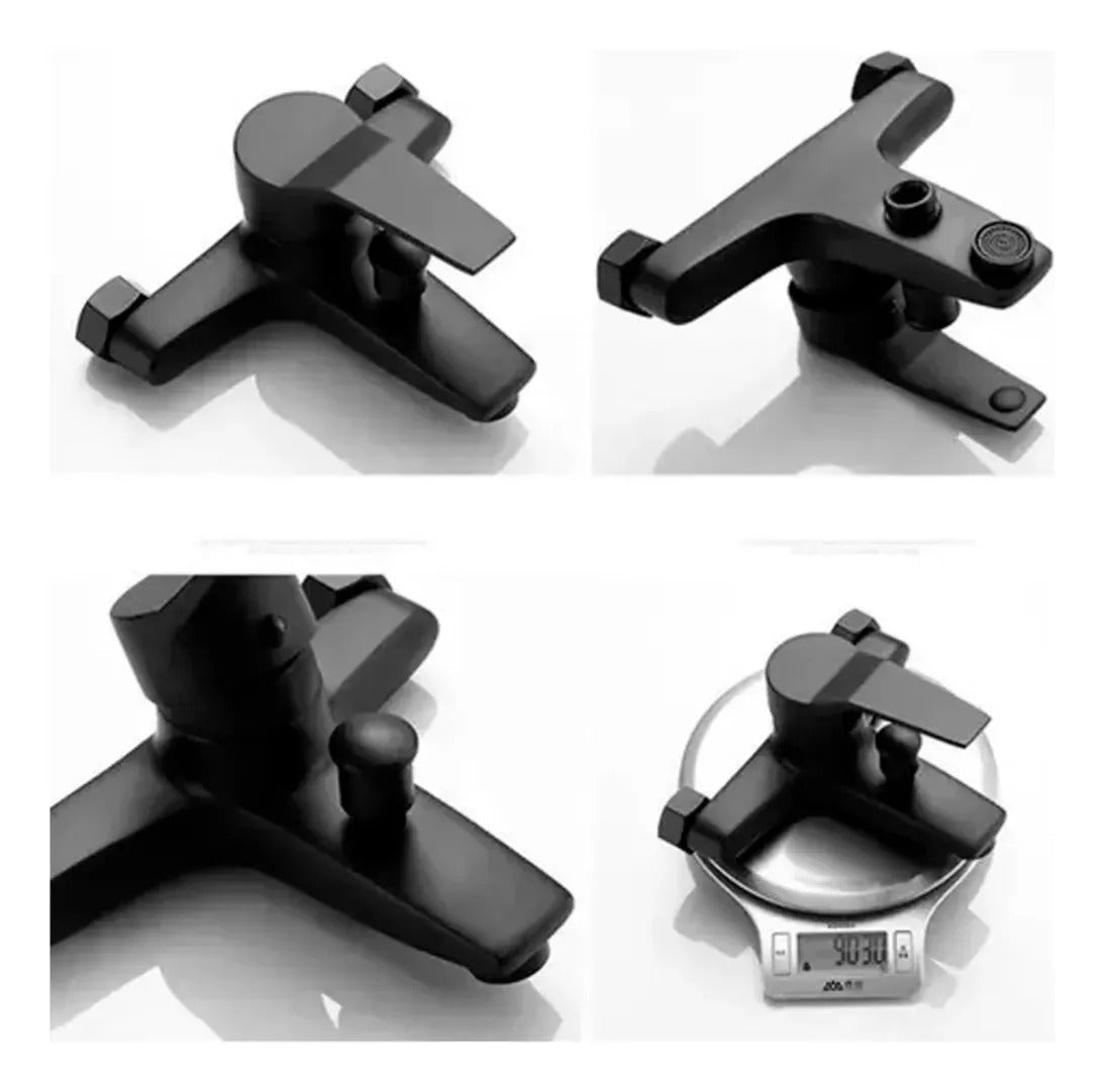 Llave Grifo Monomando Tina Con Ducha Acabado Mate Negro