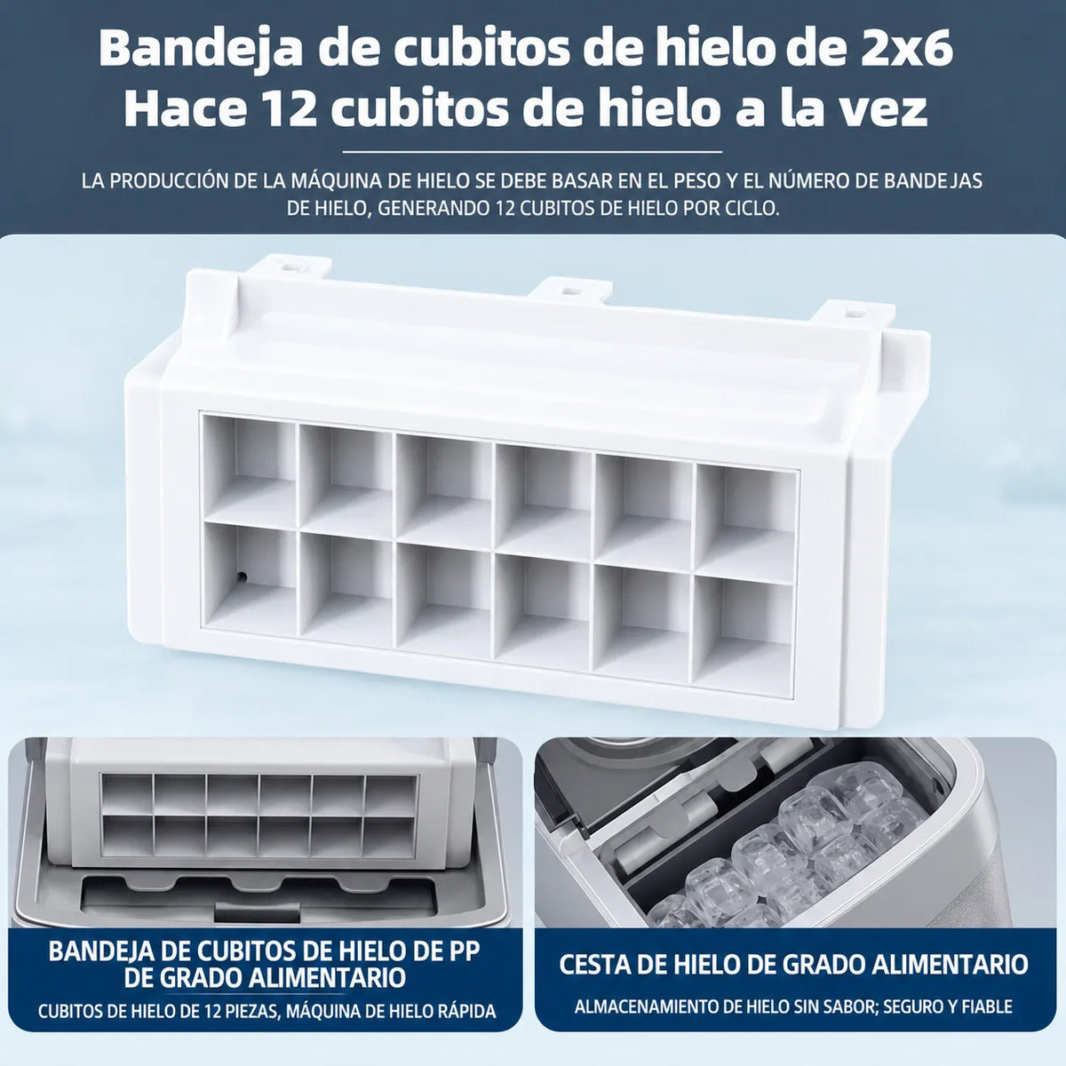 Maquina De Hielo Fabricador de cubo 16kg/24hr 120w Con Pantalla Tactil