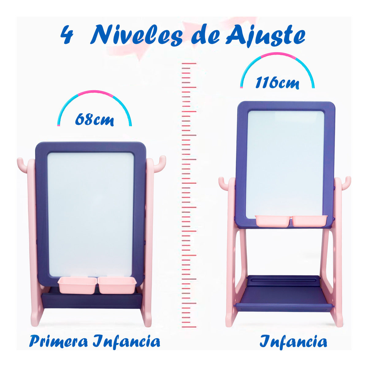 Pizarra Dibujo Para Niños Y Mesa De Trabajo De 4 Niveles Rosa Nubo