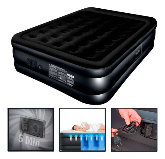 Colchon Cama Inflable 2 Plazas Electrico 203x152x45 Cm