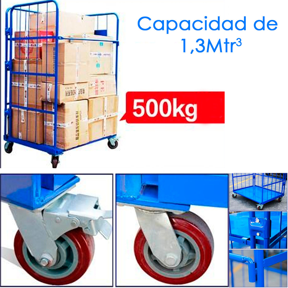 Carro Picking De Carga Para Bodega Plegable Acero 500kg
