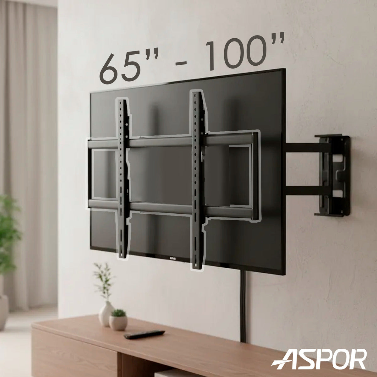 Soporte Tv De Pared 65 A 100 Pulgadas De 90kg 15 grados