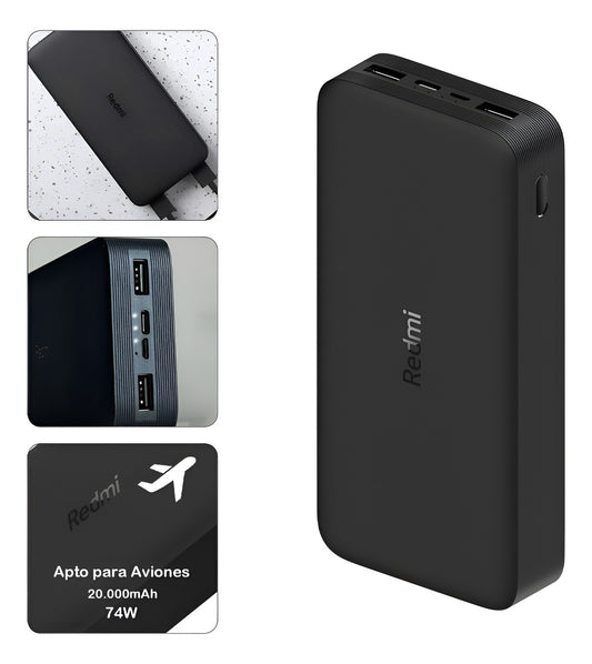 Cargador Portatil Xiaomi Redmi 18w 20.000mah Carga Rapida Negro