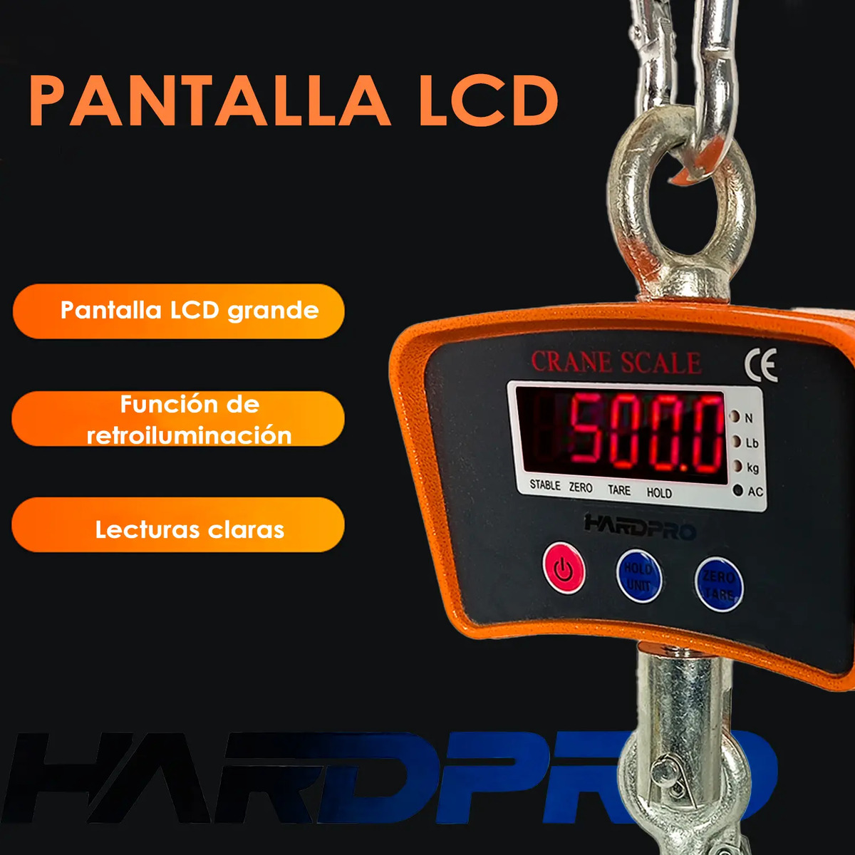 Balanza Romana Pesa Digital 1 Tonelada Con Gancho Industrial
