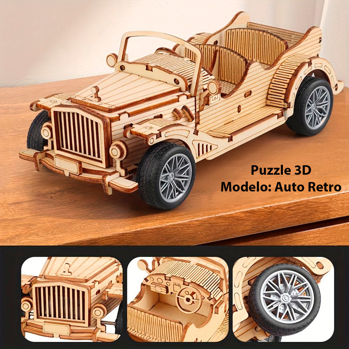 Puzzle 3d Madera Auto Clásico Armable Retro 65pcs Didáctico