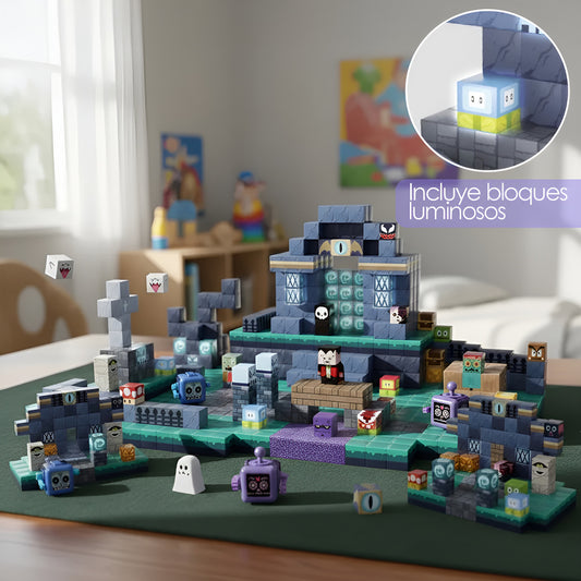 Bloques Magnéticos Tipo Minecraft Underworld 190pc Y 17 De Luz