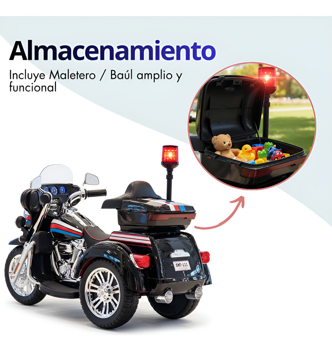 Moto Eléctrica Montable Policia 12v Doble Motor Con Luces Led