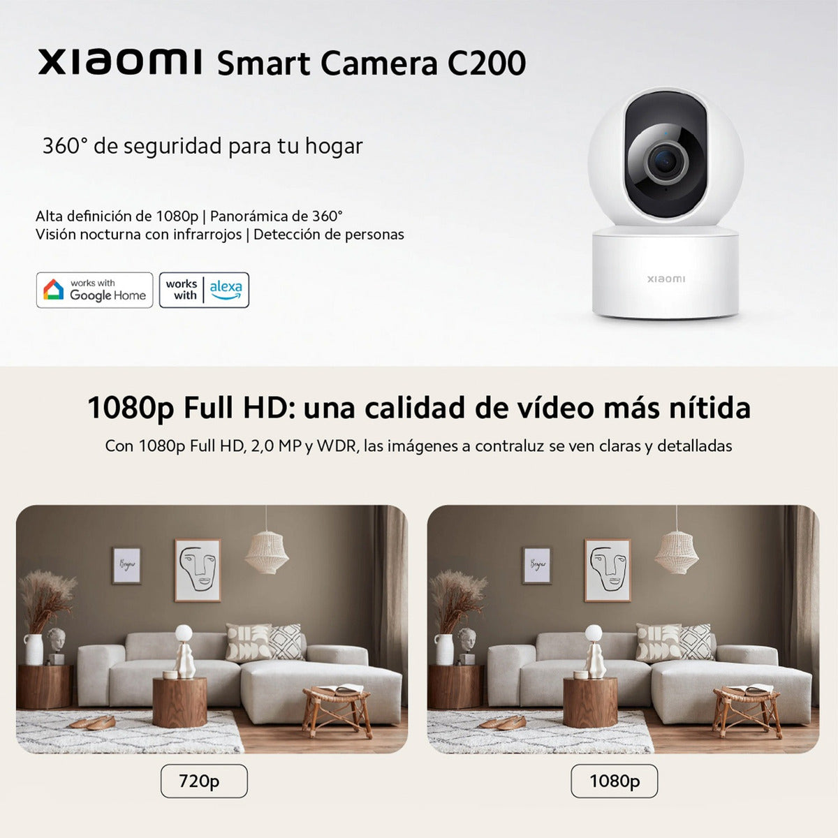 Xiaomi Smart Camera C200 Seguridad 1080p Wifi Visión 360° Blanco