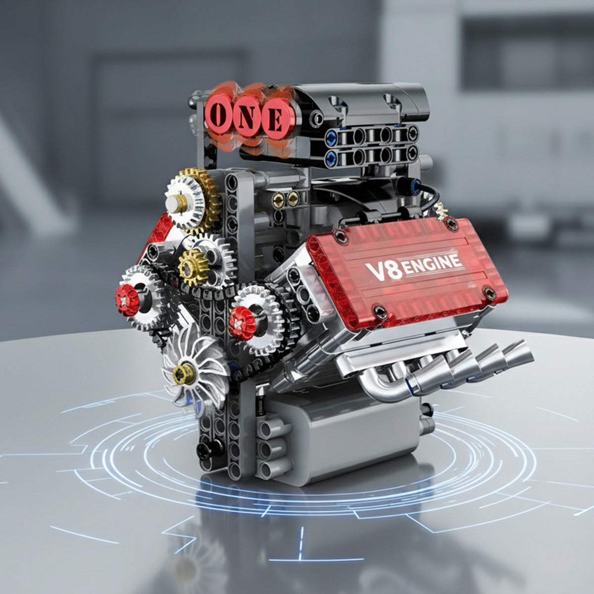 Motor V8 Modelo Armable Funcional A Pilas 478 Pzs 15x15cm