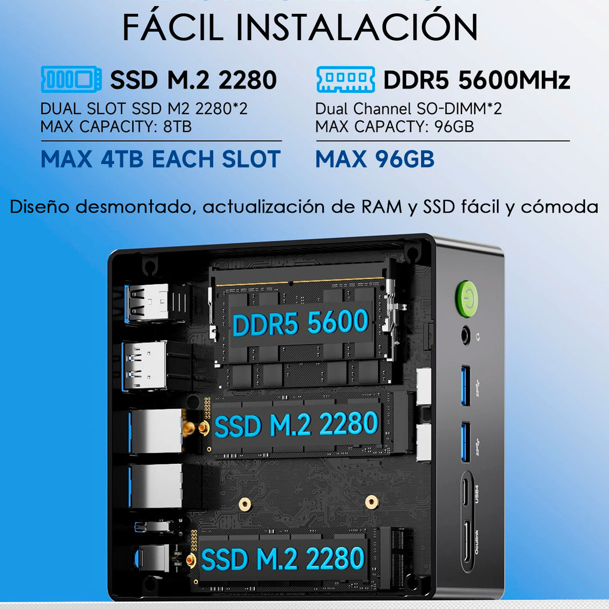 Mini Pc Gmktec K8 Plus Ryzen7 1tb 32gb Dual Lan 8k Ddr5