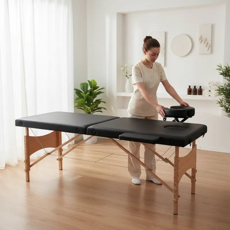 Camilla Para Masajes Estética Plegable De Madera Klinik Negro