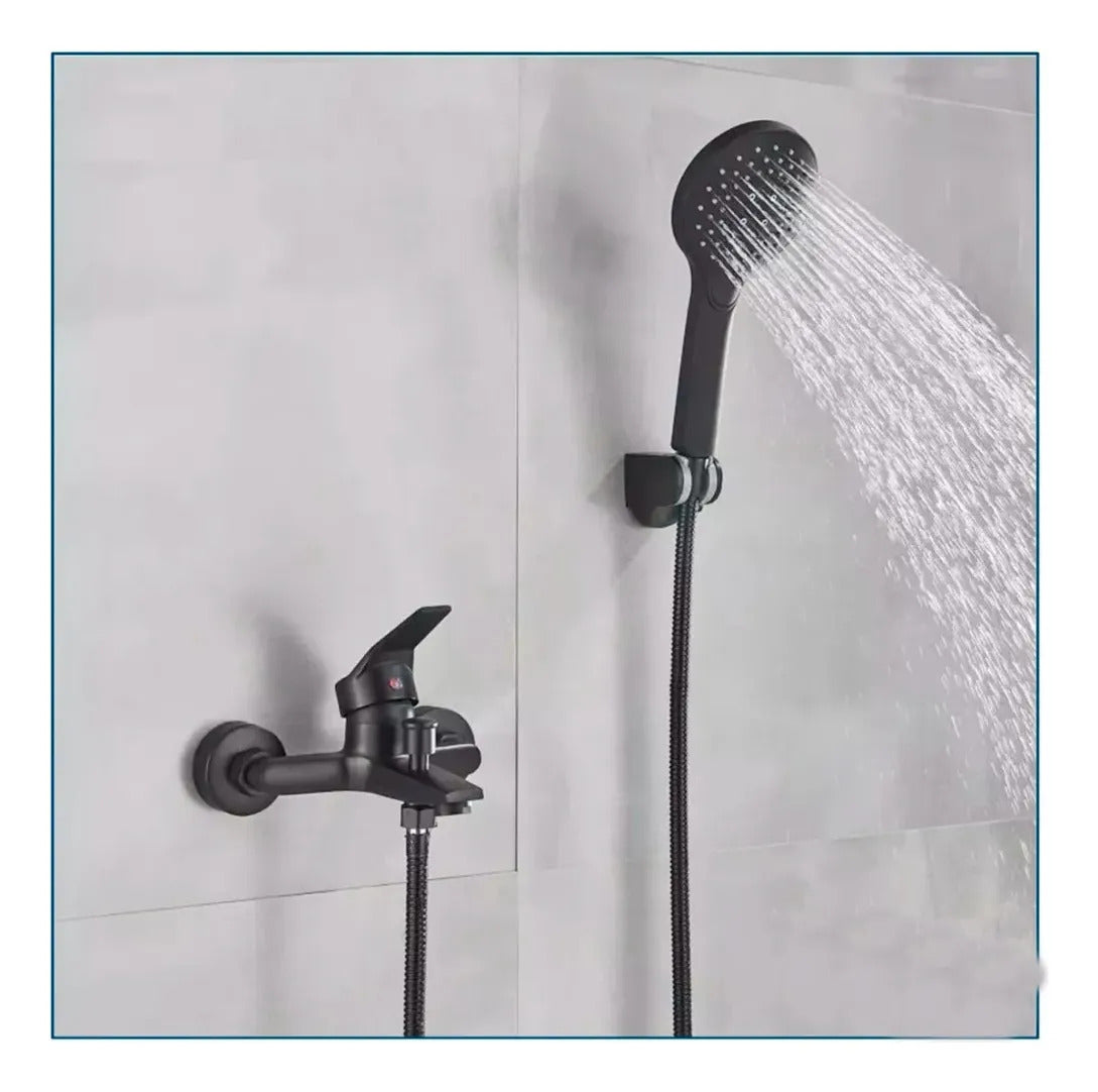 Llave Grifo Monomando Tina Con Ducha Acabado Mate Negro