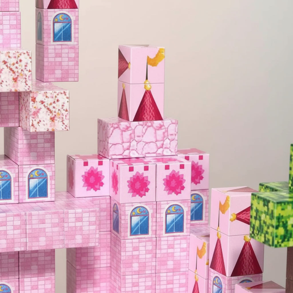 Bloques Magnéticos Cubos Grandes Tipo Minecraft Castillo 128 Piezas