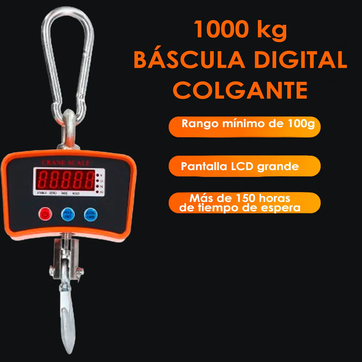 Balanza Romana Pesa Digital 1 Tonelada Con Gancho Industrial