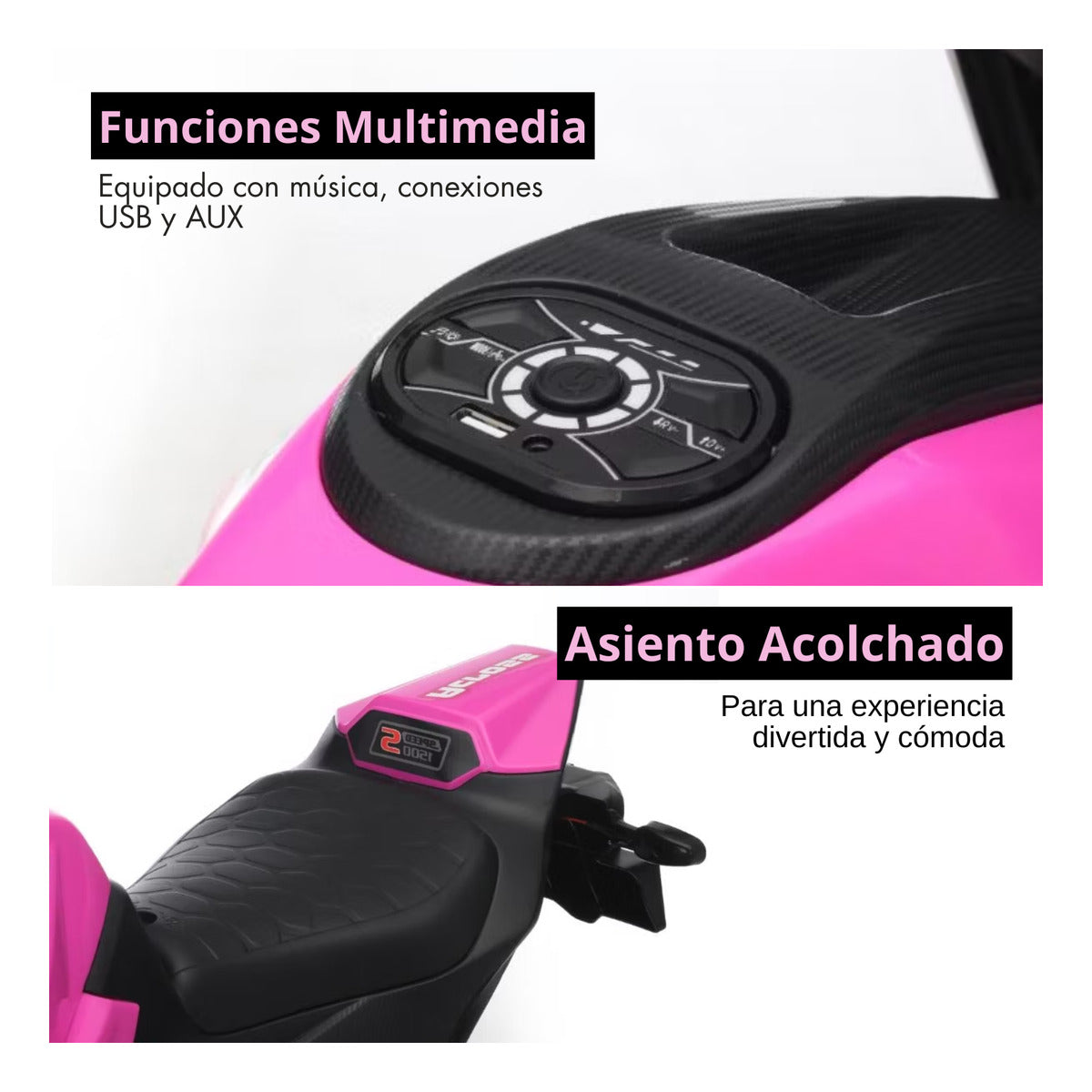 Moto Electrica Montable Niñas Racing Grande Bateria Duradera 12v Rosa Chicle