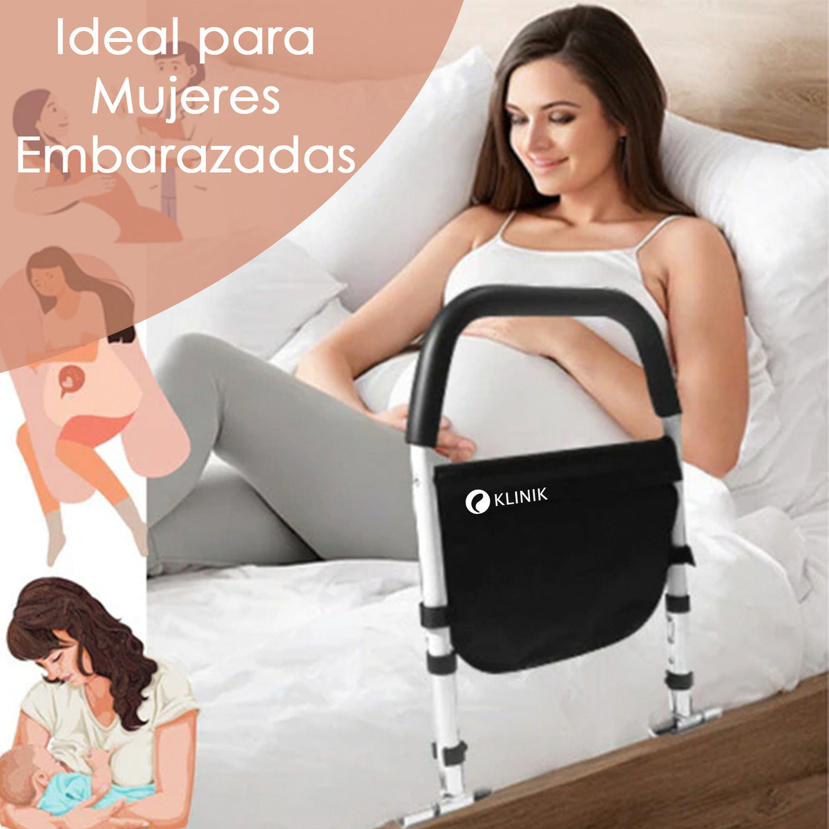 Barra De Apoyo Para Cama Reforzada Con Bolsa Organizadora