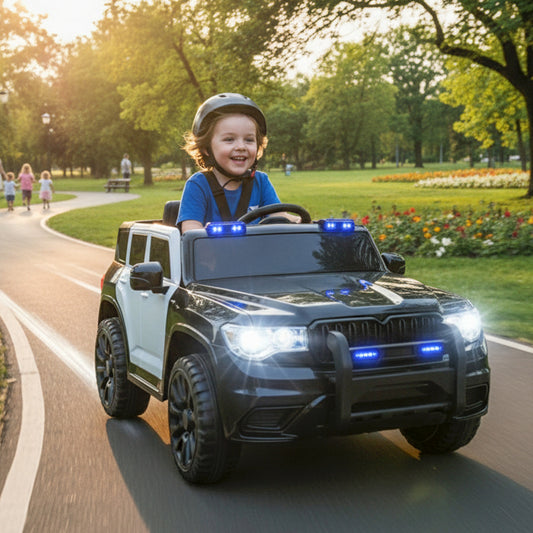 Auto Electrico Montable Niños Camioneta Jeep Policia Bateria Alta Duracion