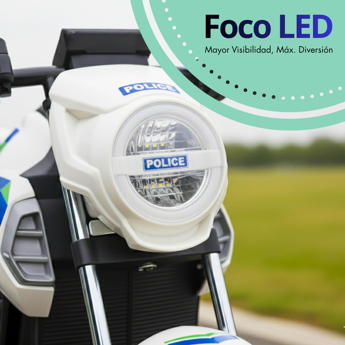 Moto Electrica Montable Niños Policia Bateria Alta Duracion Led Blanco