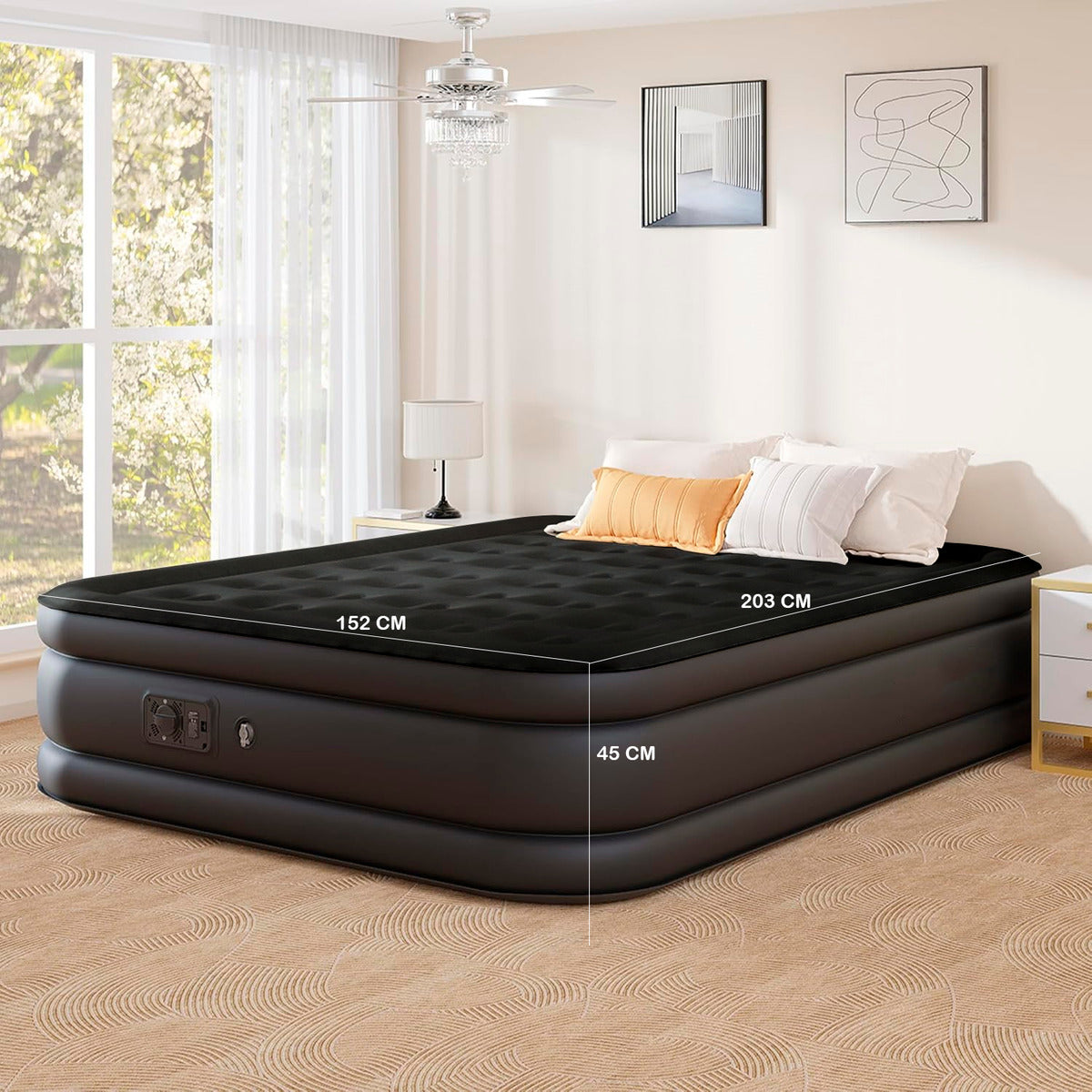 Colchon Cama Inflable 2 Plazas Electrico 203x152x45 Cm