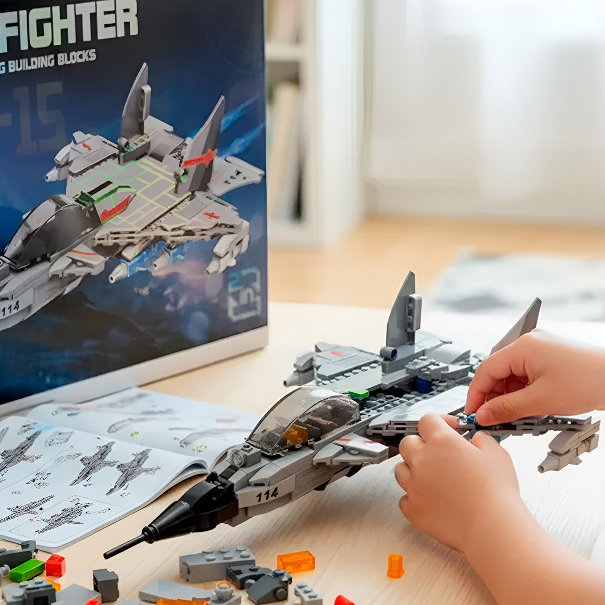 Juguete De Bloques Armable Avion Caza Modelo Robot 532 Piezas Didactico 2 en 1