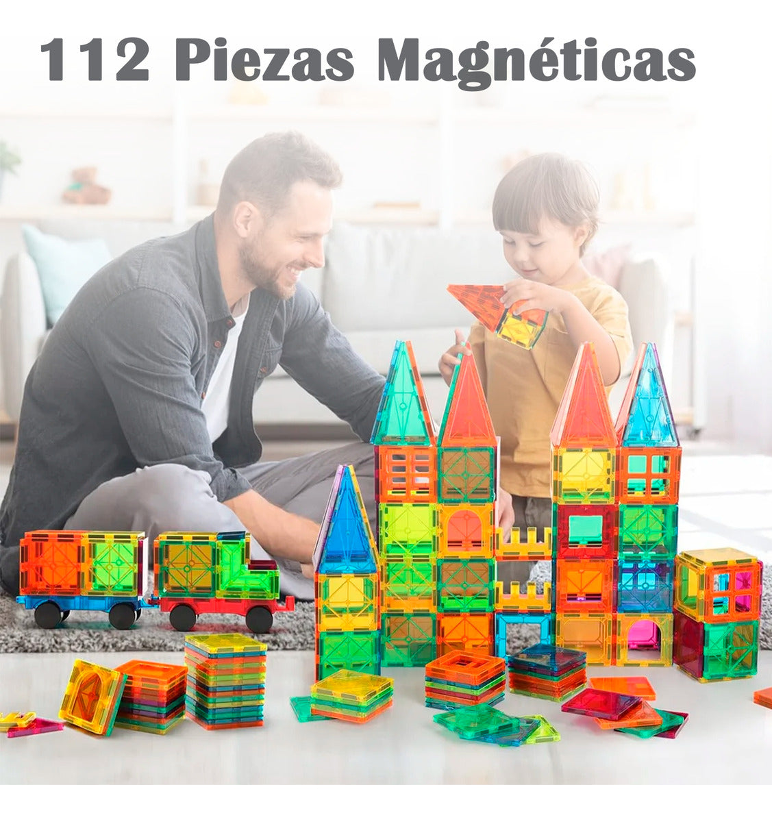 Bloques Magnéticos Juego De Construccion 3D No Toxico 112pzs