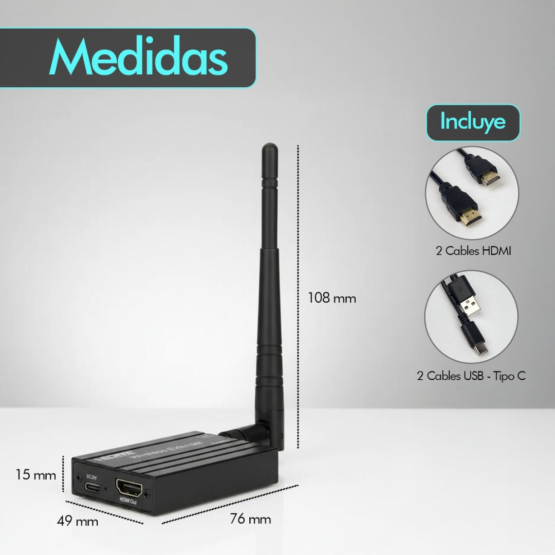 Transmisor Y Receptor Hdmi Inalambrico 150mts Full Hd Antena