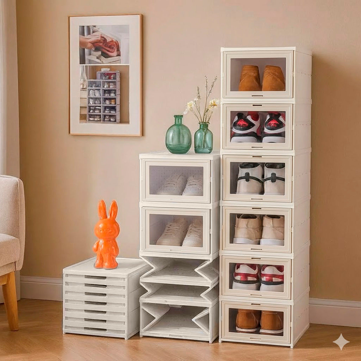 Zapatera Plegable Mueble Organizador De 6 Niveles Transparente