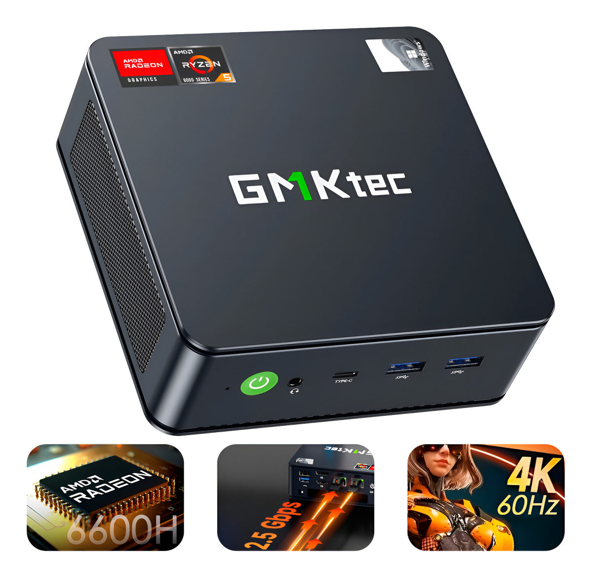 Mini Pc Gmktec M6 Ryzen5 6600h Ddr5 16gb 1tb 8k Dual Lan