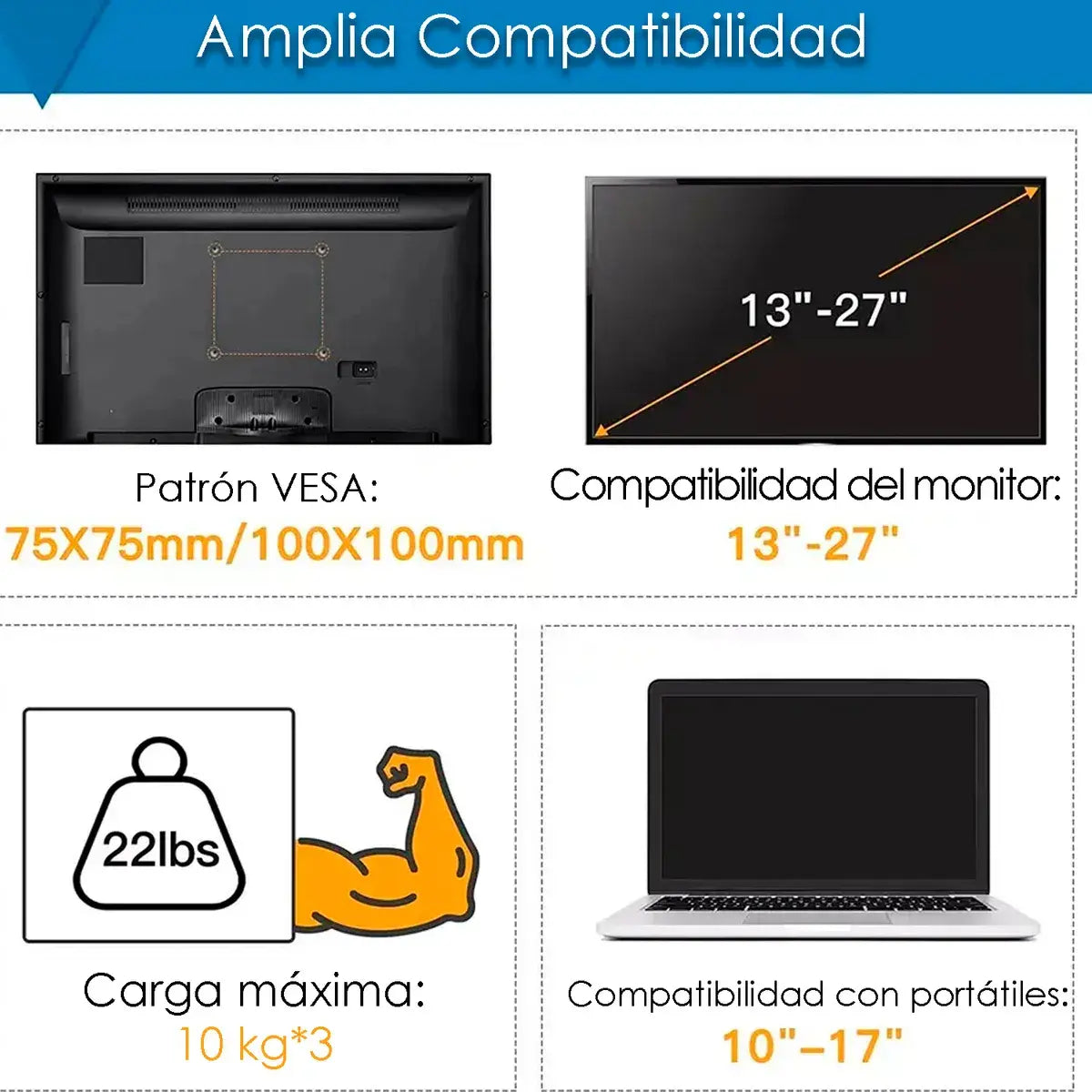 Soporte Escritorio Monitor Notebook Triple 10 a 32 Pulgadas Con Brazo