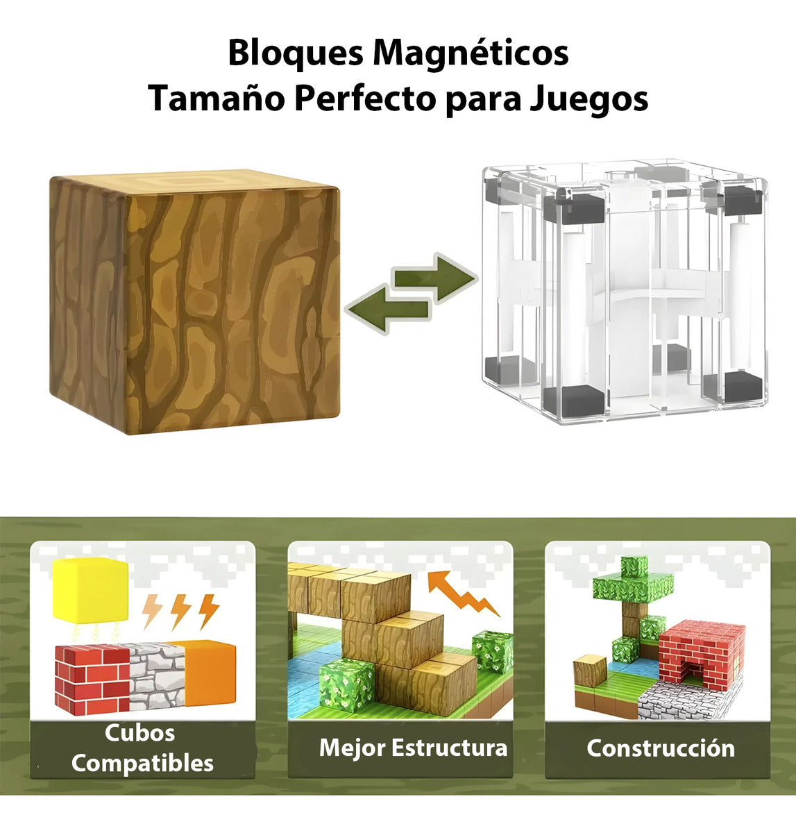 Bloques Imantados Cubos 128pcs 4 Muñecos Construccion Bosque