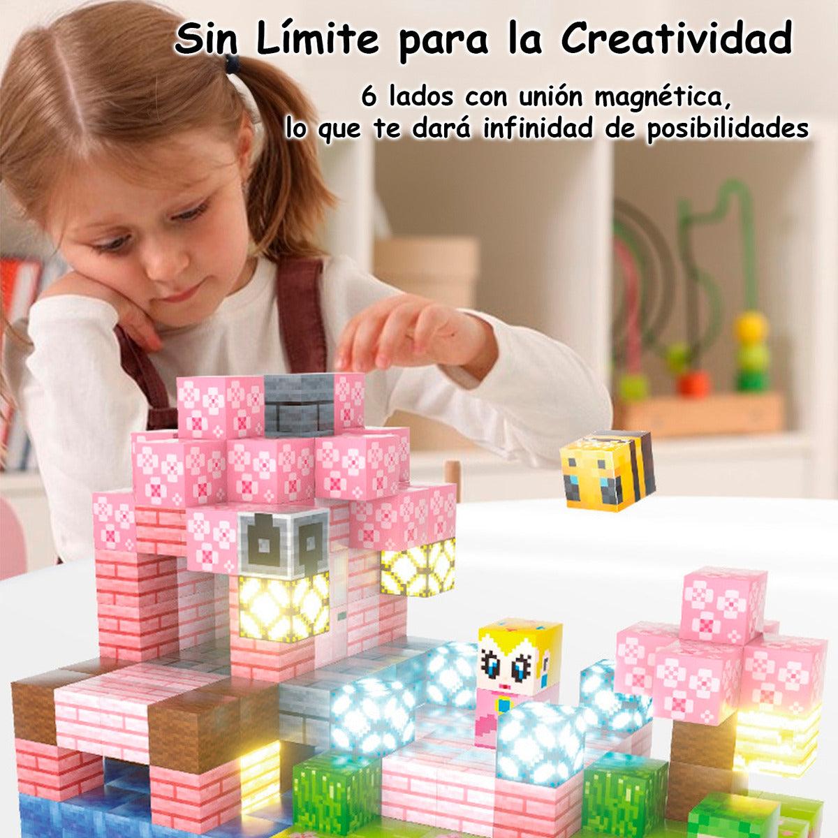 Bloques Magnéticos Tipo Minecraft 188 Pcs 8 Bloques De Luz Sakura